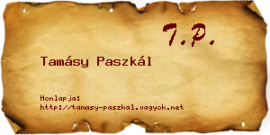 Tamásy Paszkál névjegykártya